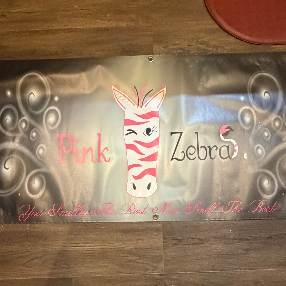 Pink Zebra Home Fragrance Advertising Vinyl Banner 72x24 Black Pink Sign Grommet